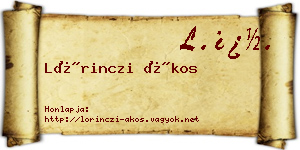 Lőrinczi Ákos névjegykártya